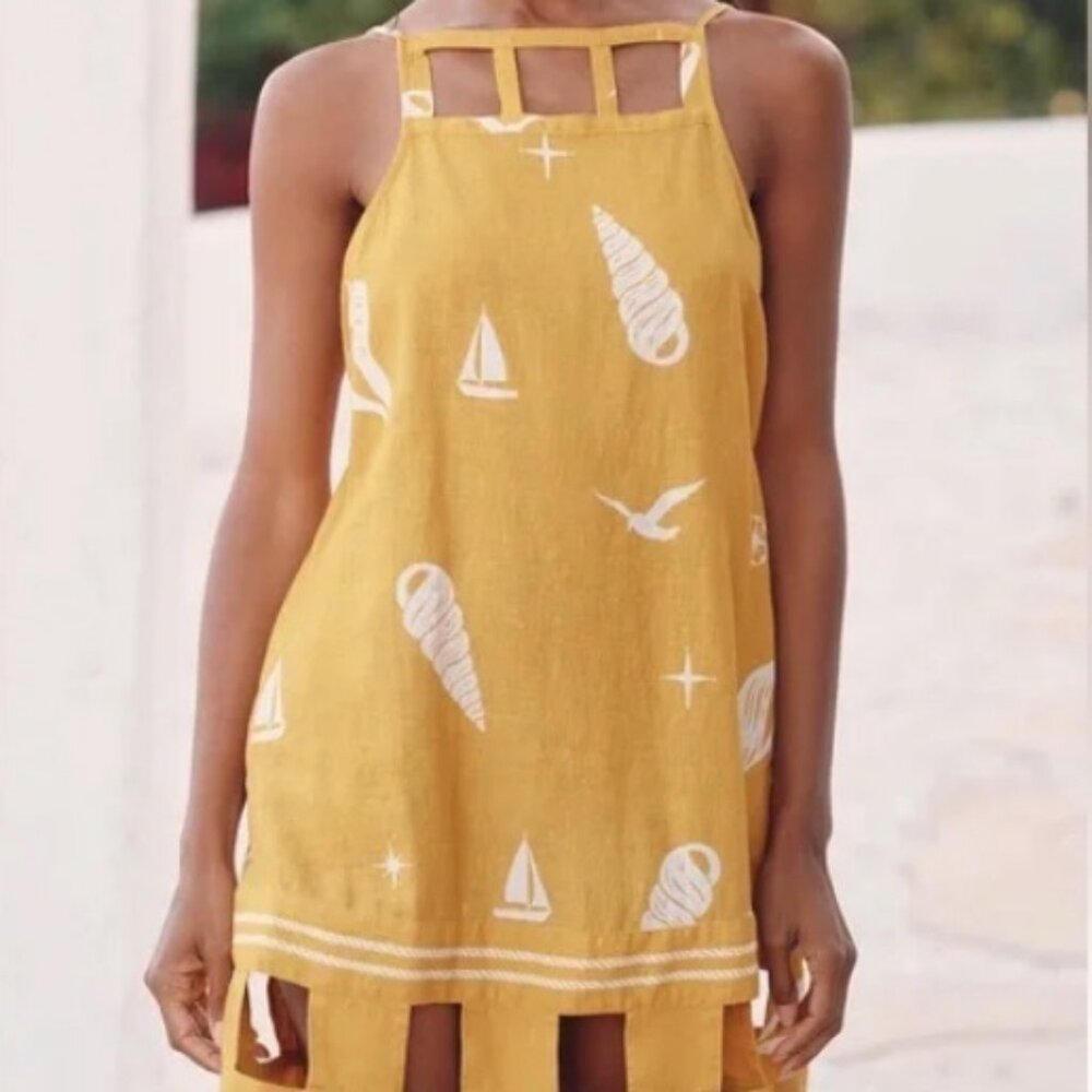 Anthropologie Square-Neck Cutout Mini Dress sundress coverup By Celandine NWT